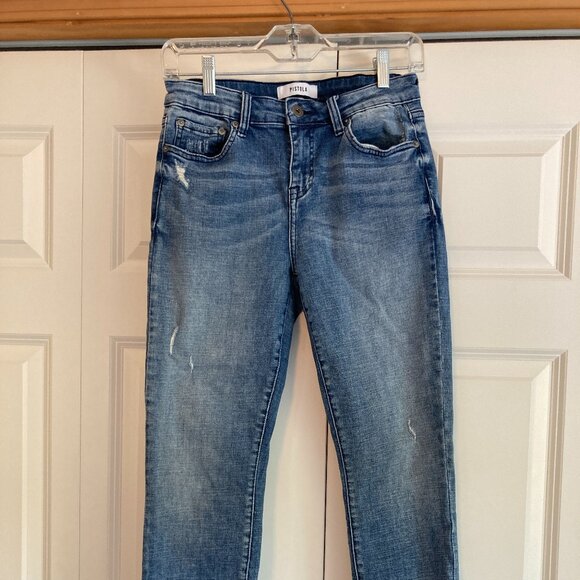 pistola Denim - Pistola Jeans Womens Size 28 Blue Skinny Ankle Distressed Mid Rise Pants Denim